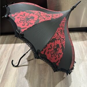 Elegant Black and Red Umbrella